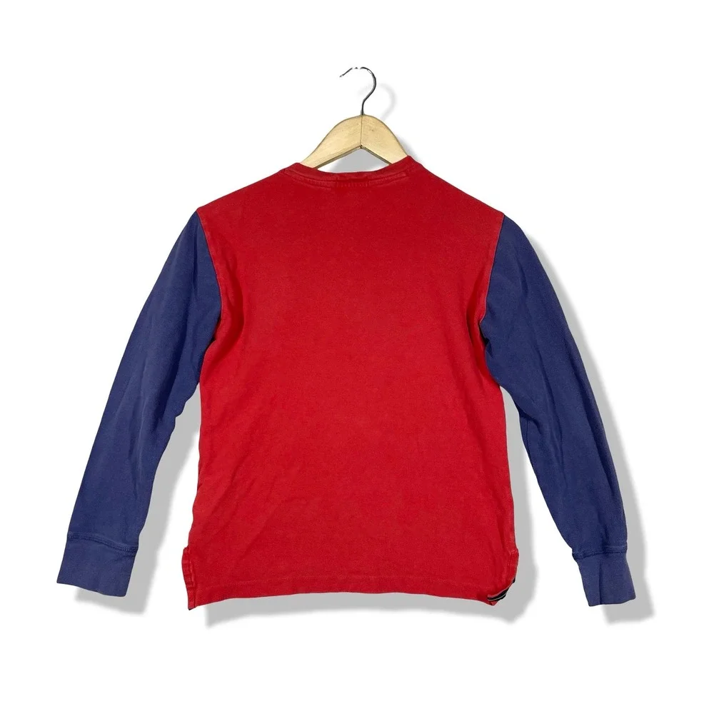 Polo Ralph Lauren Henley Shirt Kids M Red Blue Preppy Big Pony Long Sleeve‎